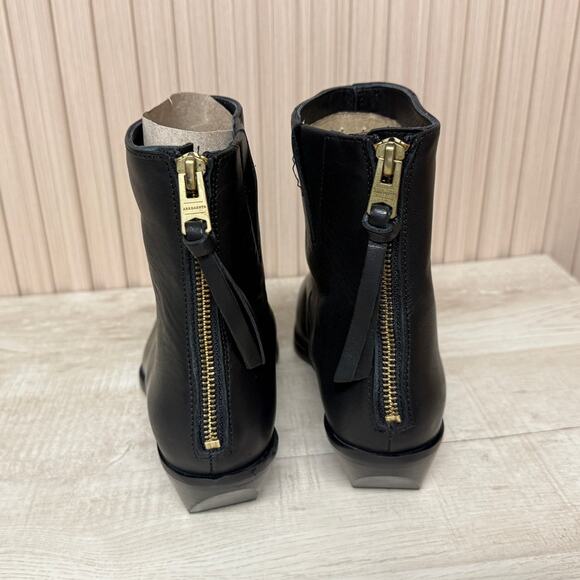 AllSaints Lenora Western Black Leather Bootie Size 10 Women's Shoes - Picture 5 of 14